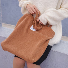 Load image into Gallery viewer, Women Corduroy Canvas Tote Handbag Female Cloth Shoulder Bags Young Ladies Casual Shopping Bag Girls Reusable Folding Bags
