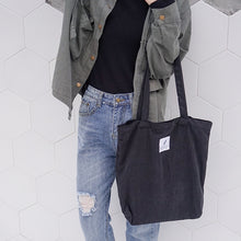Load image into Gallery viewer, Women Corduroy Canvas Tote Handbag Female Cloth Shoulder Bags Young Ladies Casual Shopping Bag Girls Reusable Folding Bags