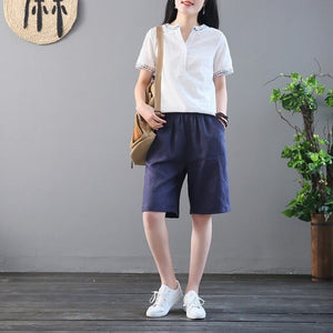 Women Cotton Linen Shorts Plus Size High Elastic Waist Wide Leg Pockets Shorts Summer Casual Bottoms Streetwear Woman Hot shorts