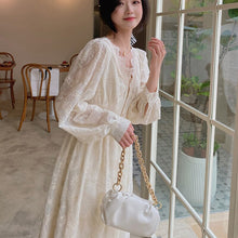 Load image into Gallery viewer, Women Dress For Girls Sexy V-Neck Gentle Sweet Lace Embroidery Dresses Fashion Autumn Long-Sleeve Temperament Korean Dress Skirt