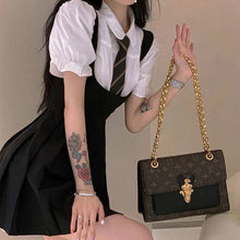 Load image into Gallery viewer, Women Dress Sets Preppy Style Slim High Street Girl Sweet Ins Puff Sleeve Shirts Pleated Dresses Student Harajuku Ulzzang JK Hot