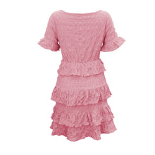 Load image into Gallery viewer, Women Elegant Cascading Ruffle Party Dress Ladies Sexy O Neck Short Sleeve Mini Dress 2021 New Summer Girl Sweet Solid Dresses