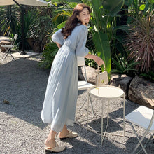 Load image into Gallery viewer, Women Elegant V neck long Dress Fashion Simple Lantern Sleeve Vestdio summer women&#39;s dress 2021