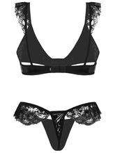 Load image into Gallery viewer, Women Eortic Lingerie Lace Bra Sets Underwear Metalic Lace Embroidered Underwire Bra and Thong Brief Female Intimates Sexy Suit