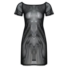 Load image into Gallery viewer, Women Erotic Dresses Solid Color Off Shoulder Short Sleeve Dress See-through Mesh Dress Clubwear Beach Bikini Swimsuit Cover Ups