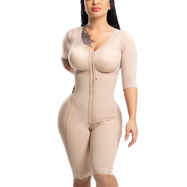 Women Faja Full Body Shapewear With Sleeves Bra High Compression Colombianas Shaping Belt Kim Kardashian Skim Abdomen Corset