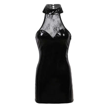 Load image into Gallery viewer, Women Fashion Clubwear Wetlook Patent Leather Front Hollow Out Lace up Latex Bodycon Mini Dress for Cocktail Party Night