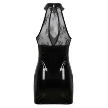 Load image into Gallery viewer, Women Fashion Clubwear Wetlook Patent Leather Front Hollow Out Lace up Latex Bodycon Mini Dress for Cocktail Party Night