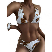 Load image into Gallery viewer, Women Floral Cows Print Bikini Set Push-Up Swimsuit Beachwear Padded Swimwear 2021 new swimming shorts Beach Wear Biquini платье