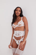 Load image into Gallery viewer, Women Floral Embroidered Lace Lingerie Underpants Set Hollow Sexy Underwear Ultra-thin See-through Bra Garter Belt T Pants Suit