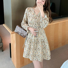 Load image into Gallery viewer, Women French Floral Dress Fashion Retro Fairy Short Skirt Gentle Chiffon Long-Sleeve Dresses Autumn Temperament Sexy Dress