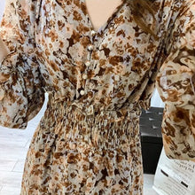 Load image into Gallery viewer, Women French Retro Floral Dress Gentle Chiffon Korean Retro Long Dress Sleeve Sexy V-Neck Thin Temperamen Autumn Midi Dress