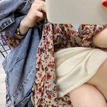 Load image into Gallery viewer, Women French Retro Floral Dress Gentle Chiffon Korean Retro Long Dress Sleeve Sexy V-Neck Thin Temperamen Autumn Midi Dress