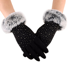 Load image into Gallery viewer, Women Full Finger Gloves Faux Fur Thicken Winter Warm Touch Screen Mittens Female Sequin Cashmere Gloves Hand Warmer Outdoor