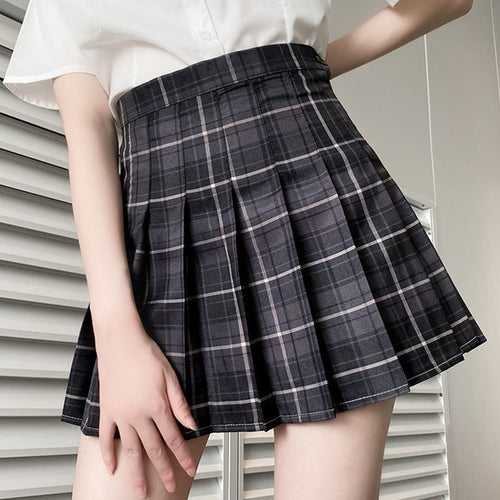 Women Harajuku Preppy Style Sweet Kawaii Pleated Plaid Skirt Summer Korean High Waist Mini A-Line Jk Uniform Skirts Female