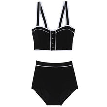 Load image into Gallery viewer, Women High Waist Bikini Set Push Up Swimwear Straps Biquinis Women Black Two Pieces Swimsuit Sexy Bathing Suit