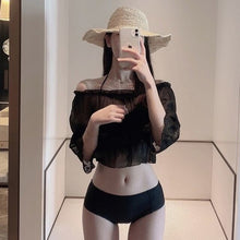 Load image into Gallery viewer, Women High Waist Bikini Set Push Up Swimwear Straps Biquinis Women Off Shoulder THREE Pieces Swimsuit Sexy Bathing Suit