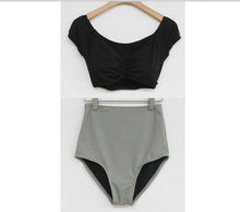 Load image into Gallery viewer, Women High Waist Bikini Set Solid Swimwear Push Up Biquinis Padded Two Pieces Swimsuit Sexy Bathing Suit