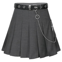 Load image into Gallery viewer, Women High Waist Mini Skirt Belted Chain Punk Gothic Streetwear Tooling Half-length Pleated Skirts Casual College Harajuku Skirt