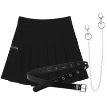 Load image into Gallery viewer, Women High Waist Mini Skirt Belted Chain Punk Gothic Streetwear Tooling Half-length Pleated Skirts Casual College Harajuku Skirt