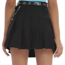 Load image into Gallery viewer, Women High Waist Mini Skirt Belted Chain Punk Gothic Streetwear Tooling Half-length Pleated Skirts Casual College Harajuku Skirt