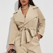 Load image into Gallery viewer, Women High Waist Slim Straight Tube Lace Up Jumpsuit with Belt Long Sleeve Casual Jumpsuit Women Elegance