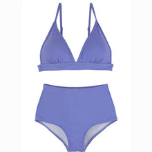 Load image into Gallery viewer, Women High Waisted Bikini Set Solid Swimwear Solid Biquinis Padded Two Pieces Swimsuit Sexy Bathing Suit