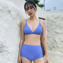Load image into Gallery viewer, Women High Waisted Bikini Set Solid Swimwear Solid Biquinis Padded Two Pieces Swimsuit Sexy Bathing Suit