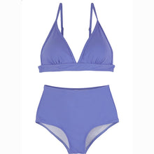 Load image into Gallery viewer, Women High Waisted Bikini Set Solid Swimwear Solid Biquinis Padded Two Pieces Swimsuit Sexy Bathing Suit