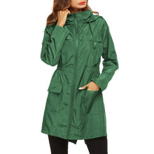 Load image into Gallery viewer, Women Hooded Jacket Oversize Waterproof Raincoat Elastic Waist Zip Trench Rain Coat Outerwear Rainwear Long Coats Autumn 2021