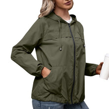 Load image into Gallery viewer, Women Hooded Jacket for Autumn 2021 Windbreaker Waterproof Pockets Zippered Outwear Raincoat Streetwear Winter Jackets Femme