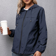 Load image into Gallery viewer, Women Hooded Jacket for Autumn 2021 Windbreaker Waterproof Pockets Zippered Outwear Raincoat Streetwear Winter Jackets Femme