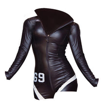 Load image into Gallery viewer, Women Hot Erotic Teddy Lingerie PU Leather Bodysuit Sexy Open Bust Zipper Catsuit Pole Dancing Costumes Swimsuit Lingerie Teddy
