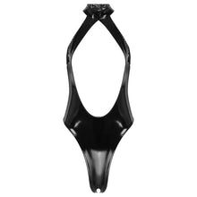 Load image into Gallery viewer, Women Hot Wet Look Exotic Teddies Leather Lingerie Open Cups Open Crotch High Cut Exposing Bodysuit Catsuit for Clubwear Costume