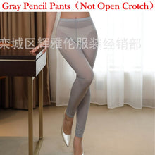Load image into Gallery viewer, Women Ice Silk Shiny Open Crotch Long Sheer Pants See Through Elastic Pencil Pants Transparent Slim Sexy See Through Leggings