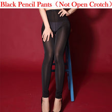 Load image into Gallery viewer, Women Ice Silk Shiny Open Crotch Long Sheer Pants See Through Elastic Pencil Pants Transparent Slim Sexy See Through Leggings