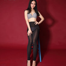 Load image into Gallery viewer, Women Ice Silk Shiny Open Crotch Long Sheer Pants See Through Elastic Pencil Pants Transparent Slim Sexy See Through Leggings