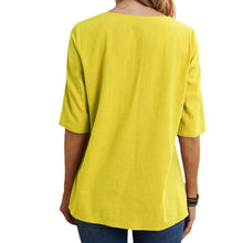 Load image into Gallery viewer, Women Irregular Blouse Shirt Casual Solid O-Neck Elegant Short Sleeve Pockets Top Blouse Plus Size Summer Daily Shirt Tunic