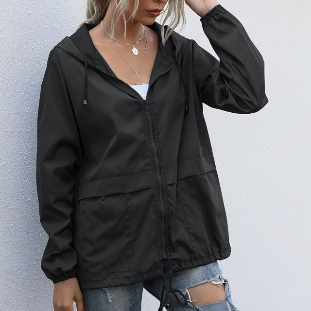 Women Jacket Autumn Spring Streetwear Tactical Waterproof Windbreaker Jackets Female Hooded Hip-hop Pilot Windproof Coats