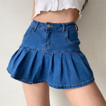Load image into Gallery viewer, Women Jeans Skirts High Waist Pleated Zipper Mini Skirts Summer Streetwear Bottom Y2K Skinny Blue Sexy Gothic Black Denim Skirt