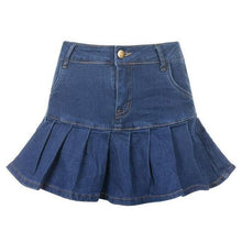 Load image into Gallery viewer, Women Jeans Skirts High Waist Pleated Zipper Mini Skirts Summer Streetwear Bottom Y2K Skinny Blue Sexy Gothic Black Denim Skirt