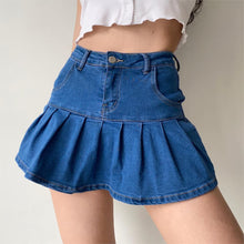 Load image into Gallery viewer, Women Jeans Skirts High Waist Pleated Zipper Mini Skirts Summer Streetwear Bottom Y2K Skinny Blue Sexy Gothic Black Denim Skirt