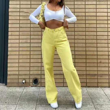 Load image into Gallery viewer, Women Jeans Women 2021 New Women Pants Retro Brown Pocket High Waist Straight Pants Women Casual Pants for women denim jeans