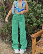 Load image into Gallery viewer, Women Jeans Women 2021 New Women Pants Retro Brown Pocket High Waist Straight Pants Women Casual Pants for women denim jeans