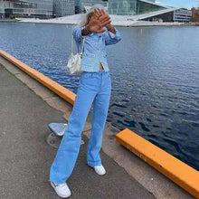 Load image into Gallery viewer, Women Jeans Women 2021 New Women Pants Retro Brown Pocket High Waist Straight Pants Women Casual Pants for women denim jeans
