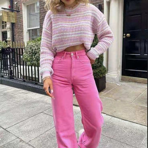 Women Jeans Women 2021 New Women Pants Retro Brown Pocket High Waist Straight Pants Women Casual Pants for women denim jeans