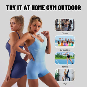 Women Jumpsuit Spaghetti Straps Vest Shorts Compression Breathable Elastic Bodysuits Workout Fitness Sportswear Bodycon Rompers
