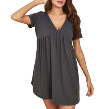 Load image into Gallery viewer, Women Knitted Nightdress Sexy Deep V Neck Nightgown Pleated Soft Nightie Loose Sleepwear Nightwear Mujer Sleep dress