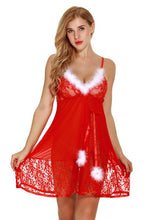Load image into Gallery viewer, Women Lace Christmas Nightdress Lingerie With Thong Nightdress Pajamas Underwear