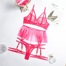 Load image into Gallery viewer, Women Lace Patchwork Feather Embroidery Bra Lingerie Sexy G-String Set Exquisite Fetish Garter Gothic Babydoll Bondage Underwear